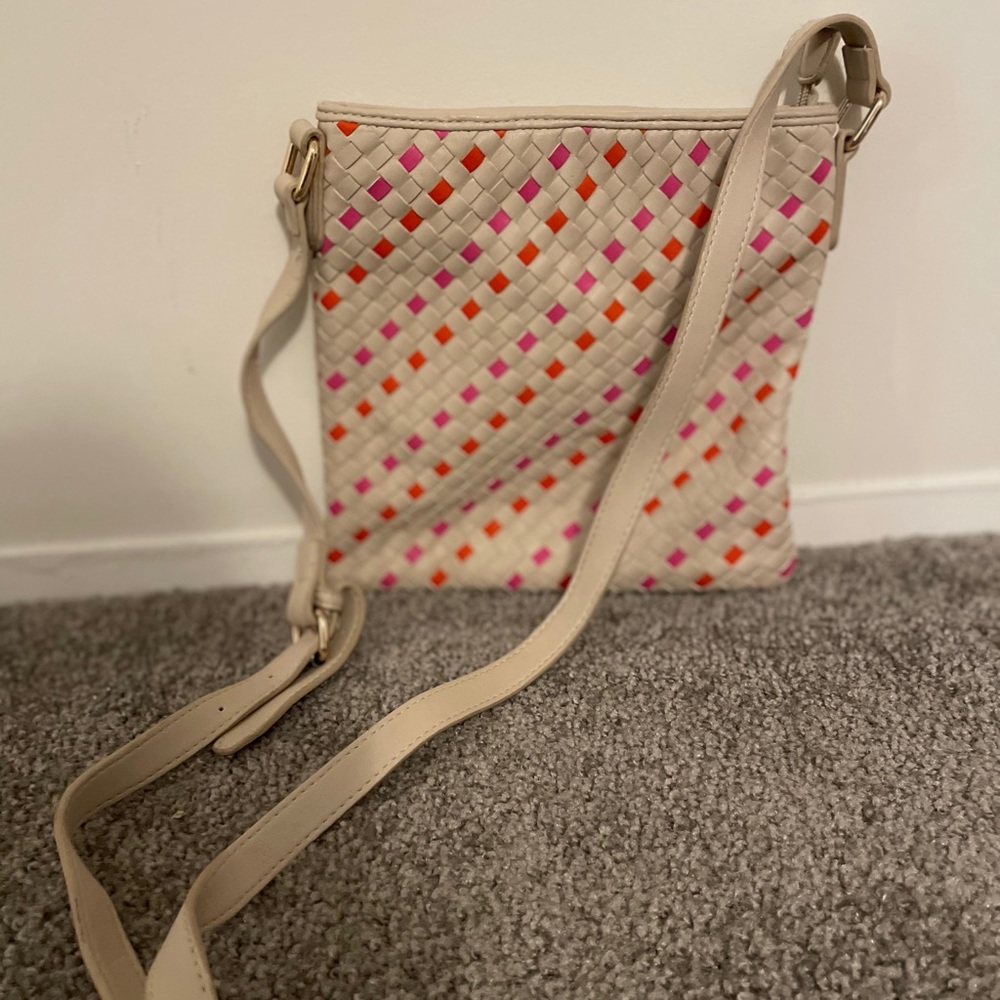 Tan and pink handbag